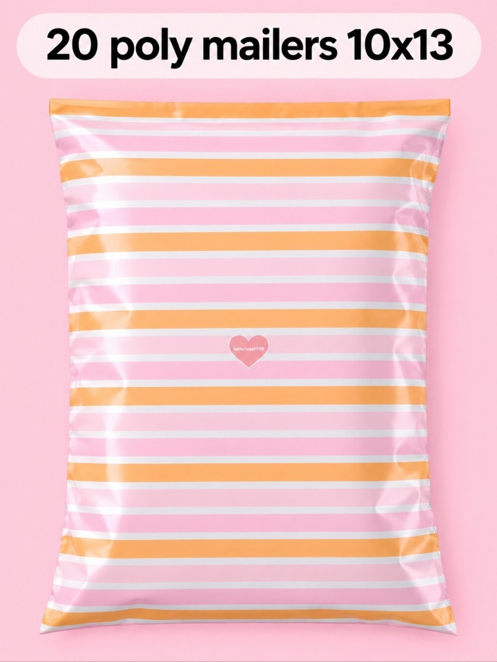 20 Pink Orange Striped Poly Mailers 10x13